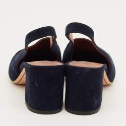 Pre Owned Loro Piana Navy Blue Suede Summer Charms Walk Slingback Sandals Size 35.5