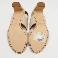 Pre Owned Loro Piana Off White Canvas and Leather Slingback Sandals Size 36