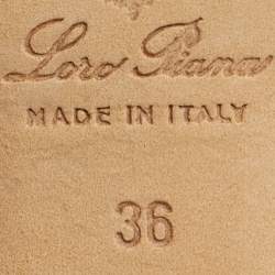 Pre Owned Loro Piana Off White Canvas and Leather Slingback Sandals Size 36