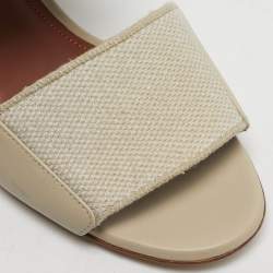 Pre Owned Loro Piana Off White Canvas and Leather Slingback Sandals Size 36