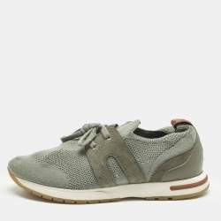 Pre Owned Loro Piana 360 LP Flexy Walk Size 36 Grey Knit Fabric Lace Up Sneakers