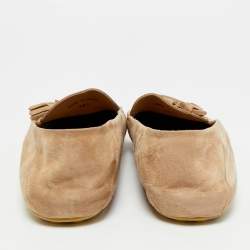 مملوكة مسبقًا حذاء لوفرز لورو بيانا وك سويدي بني بنقشة نقاط مقاس 38.5