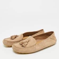 مملوكة مسبقًا حذاء لوفرز لورو بيانا وك سويدي بني بنقشة نقاط مقاس 38.5