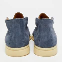 Pre Owned Loro Piana Open Walk Size 35.5 Blue Suede Ankle Length Boots