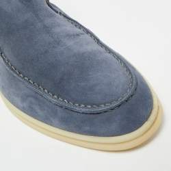 Pre Owned Loro Piana Open Walk Size 35.5 Blue Suede Ankle Length Boots