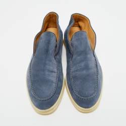 Pre Owned Loro Piana Open Walk Size 35.5 Blue Suede Ankle Length Boots