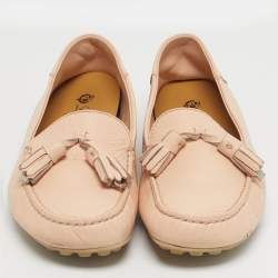 مملوكة مسبقًا Loro Piana Size 36 Light Pink Leather LP Dot Walk Slip On Loafers