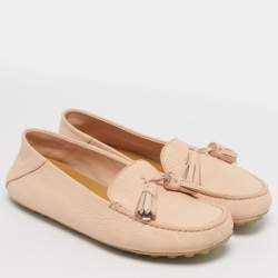 مملوكة مسبقًا Loro Piana Size 36 Light Pink Leather LP Dot Walk Slip On Loafers