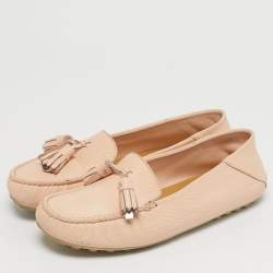 مملوكة مسبقًا Loro Piana Size 36 Light Pink Leather LP Dot Walk Slip On Loafers