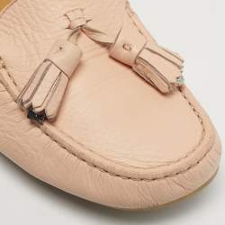 مملوكة مسبقًا Loro Piana Size 36 Light Pink Leather LP Dot Walk Slip On Loafers