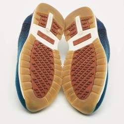 مملوكة مسبقًا Loro Piana 360 LP Flexy Walk Size 38.5 Navy Blue Knit Fabric Slip On Sneakers