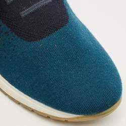 مملوكة مسبقًا Loro Piana 360 LP Flexy Walk Size 38.5 Navy Blue Knit Fabric Slip On Sneakers