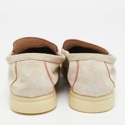 Pre Owned Loro Piana Summer Charms Walk Size 41 Beige Suede Loafers