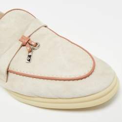 Pre Owned Loro Piana Summer Charms Walk Size 41 Beige Suede Loafers