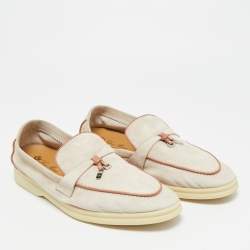 Pre Owned Loro Piana Summer Charms Walk Size 41 Beige Suede Loafers