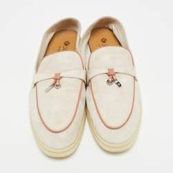Pre Owned Loro Piana Summer Charms Walk Size 41 Beige Suede Loafers