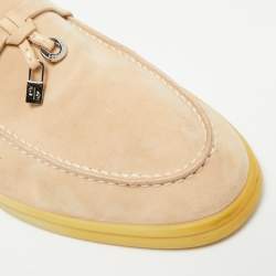 Pre Owned Loro Piana Summer Charms Walk Size 37 Beige Suede Loafers