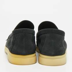 مملوكة مسبقًا Loro Piana Summer Charms Walk Size 37 Black Suede Loafers