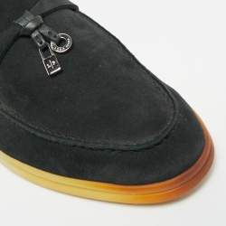 مملوكة مسبقًا Loro Piana Summer Charms Walk Size 37 Black Suede Loafers