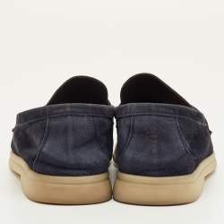 Pre Owned Loro Piana Summer Charms Walk Size 38.5 Navy Blue Suede Slip On Loafers
