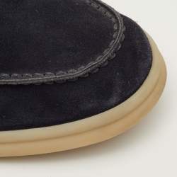Pre Owned Loro Piana Summer Charms Walk Size 38.5 Navy Blue Suede Slip On Loafers