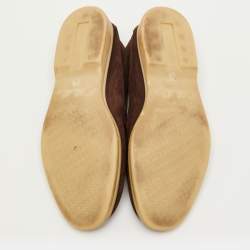 مملوكة مسبقًا Loro Piana Summer Charms Walk Size 38.5 Dark Brown Suede Slip On Loafers