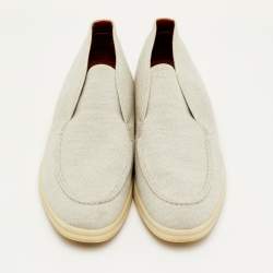 مملوكة مسبقًا حذاء كاحل لورو بيانا أوبن ووك نسيج محبوك رمادي فاتح مقاس 41