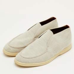 مملوكة مسبقًا حذاء كاحل لورو بيانا أوبن ووك نسيج محبوك رمادي فاتح مقاس 41