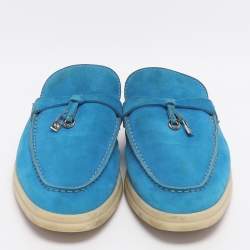 Pre Owned حذاء بدون كعب بلو سويدي بمقاس 39 من لورو بيانا بوش شارتز واك