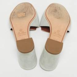 Pre Owned Loro Piana Summer Charms Walk Size 36.5 Green Suede Slide Sandals