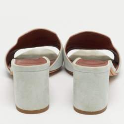 Pre Owned Loro Piana Summer Charms Walk Size 36.5 Green Suede Slide Sandals