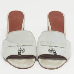 Pre Owned Loro Piana Summer Charms Walk Size 36.5 Green Suede Slide Sandals