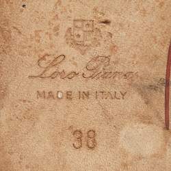 مملوكة مسبقًا Loro Piana Summer Charms Size 38 Brown Leather Flat Slides 