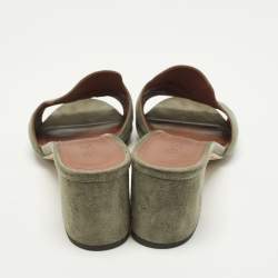 Pre Owned Loro Piana Summer Charms Walk Size 36 Green Suede Slide Sandals