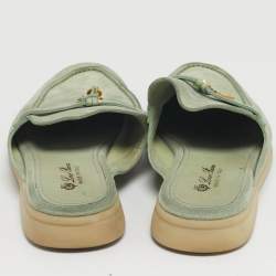 مملوكة مسبقًا حذاء سلايد لورو بيانا بابوش سويدي أخضر مزين دلايات مقاس 37