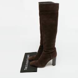 Pre Owned Loro Piana Size 39 Brown Suede Knee Length Boots