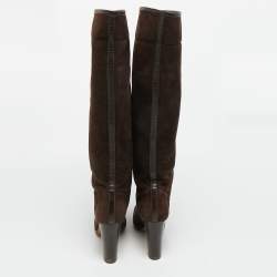 Pre Owned Loro Piana Size 39 Brown Suede Knee Length Boots