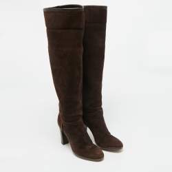 Pre Owned Loro Piana Size 39 Brown Suede Knee Length Boots