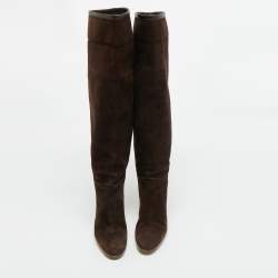 Pre Owned Loro Piana Size 39 Brown Suede Knee Length Boots