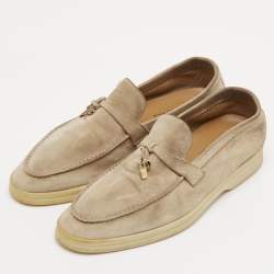 مملوكة مسبقًا Loro Piana Summer Charms Walk Size 40 Beige Suede Slip On Loafers