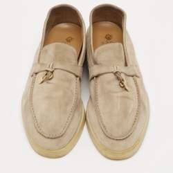 مملوكة مسبقًا Loro Piana Summer Charms Walk Size 40 Beige Suede Slip On Loafers