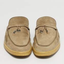مملوكة مسبقًا Loro Piana Babouche Charms Walk Size 38.5 Grey Suede Mules
