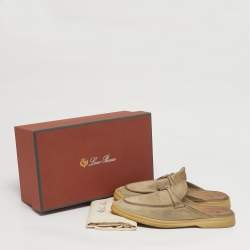 مملوكة مسبقًا Loro Piana Babouche Charms Walk Size 38.5 Grey Suede Mules