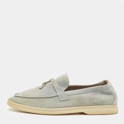 Pre Owned Loro Piana Summer Walk Size 38 Blue Suede Loafers