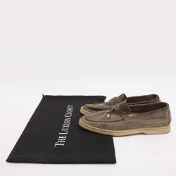 مملوكة مسبقًا حذاء لوفرز لورو بيانا صيفي تشارمز سويدي أخضر مقاس 35.5