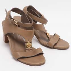 Pre Owned Loro Piana Size 37 Brown Leather Ankle Strap Sandals