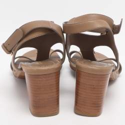 Pre Owned Loro Piana Size 37 Brown Leather Ankle Strap Sandals