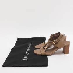 Pre Owned Loro Piana Size 37 Brown Leather Ankle Strap Sandals