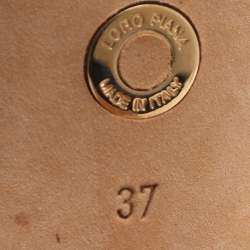 Pre Owned Loro Piana Size 37 Beige Canvas and Leather Ankle Strap Sandals