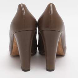 مملوكة مسبقًا Loro Piana Size 37 Brown Leather Peep Toe Pumps